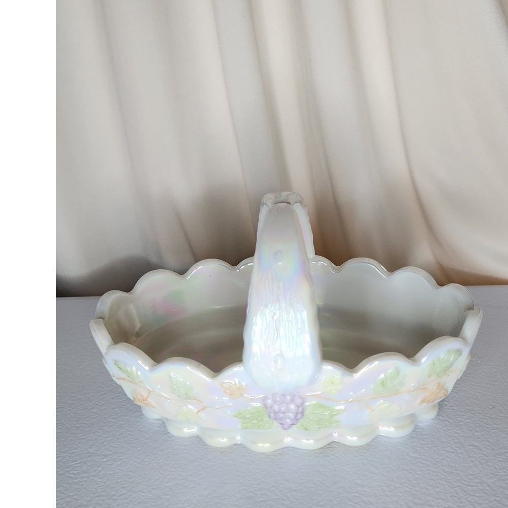Westmoreland Milk Glass Iridescent Basket
